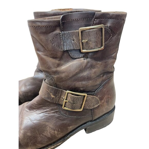 FRYE Vicky Engineer Moto Boots Brown Women’s Size 6 - Picture 3 of 11